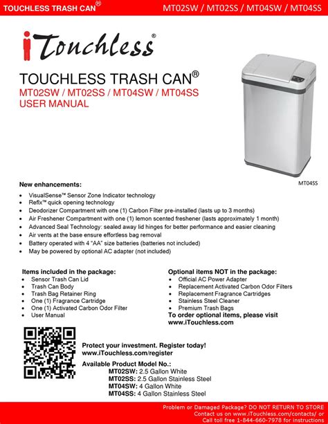 2 Gallon Plastic <b>Sensor</b> <b>Trash</b> <b>Can</b>, Slim and Space-Saving,. . Better homes and gardens no touch sensor trash can manual